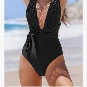 Cupshe Black Wrap One-Piece Viral Swimsuit